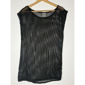 Black Swim Cover Up Coastal Grunge Chic Fishnet Size Large
